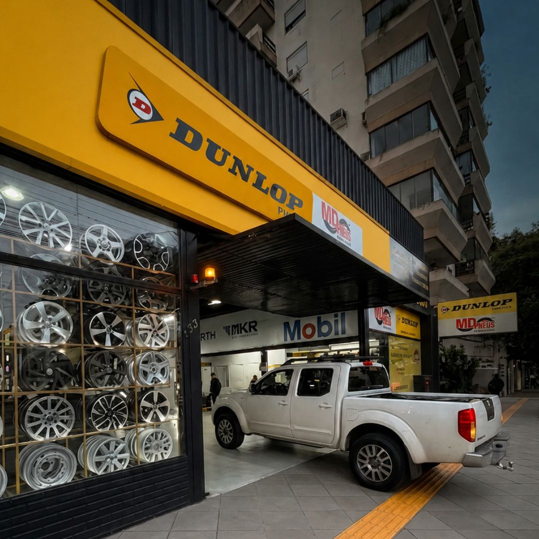Fachada da MD Pneus — loja em Santa Cruz do Sul